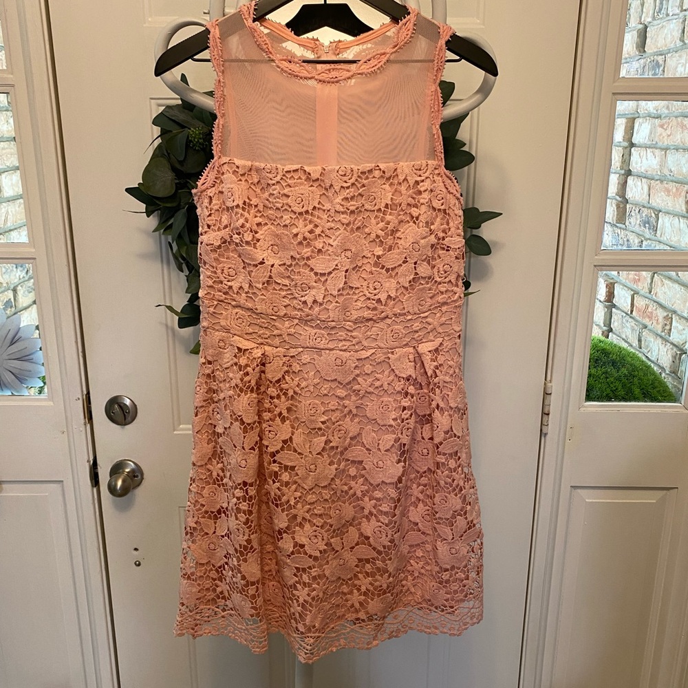 rwish4u Floral Crochet Sleeveless Dress Blush 11/12
